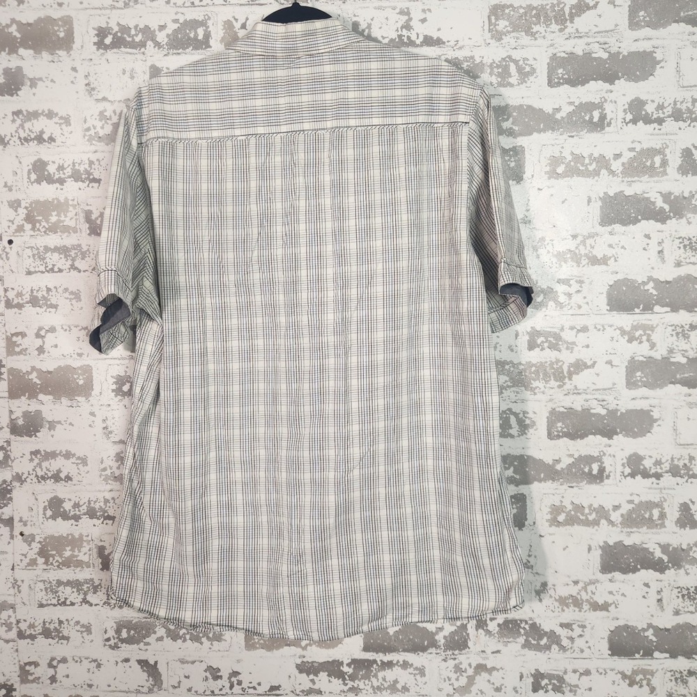 7 Diamonds Button Up Shirt Mens XL White Blue Plaid Short Sleeve Casual Preppy - Picture 2 of 12